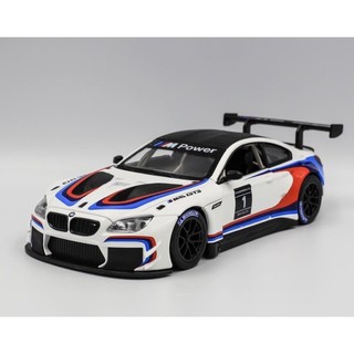 โมเดลรถเหล็กBMW M6 GT3 ขนาดของตัวรถ1/24ประตูรถทั้งสองข้างสามารถเปิดปิดได้และฝากระโปรงหน้าเปิดปิดได้