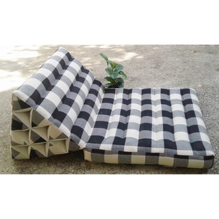 หมอนสามเหลี่ยม 1 พับ ผ้าขาวม้า Thai Triangle Pillow Kapok100% loincloth