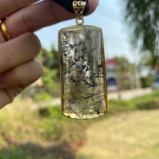เดนไดทริก ควอตซ์เนื้อใสมากเลี่ยมกรอบเงินแท้92.5%(Dendritic Quartz) แท้100%🌿เกรดPREMIUM