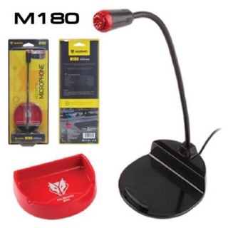 NUBWO ไมค์โครโฟน MICROPHONE NO-180(M180) สีดำ-แดง ใช้สำหรับคอมพิวเตอร์หรืออุปกรณ์อื่น