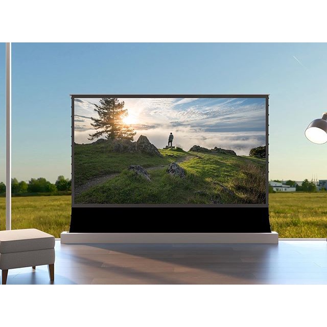 Vividstorm S Pro P 100" ALR Electric Tensioned Floor Screen สีขาว for UST Projector วางลำโพงหลังจอได