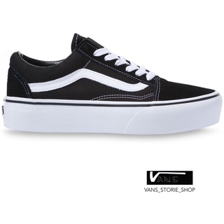 VANS OLD SKOOL PLATFORM BLACK TRUE WHITE SNEAKERS สินค้ามีประกันแท้