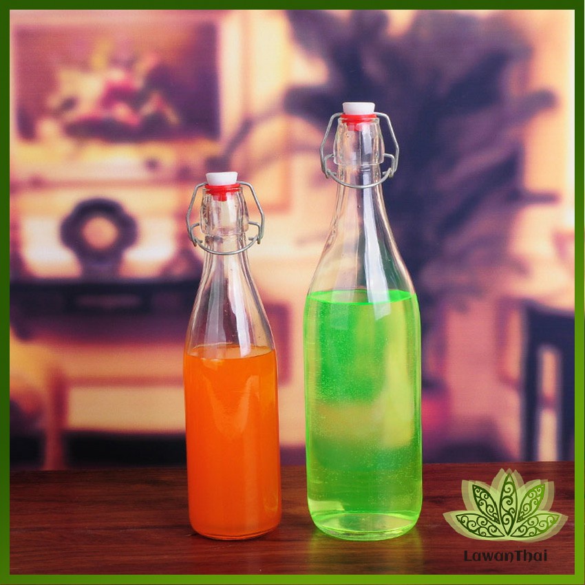 Lawan ขวดแก้วสุญญากาศพร้อมฝา เก็บน้ำ ขอเหลว Sealed glass bottle