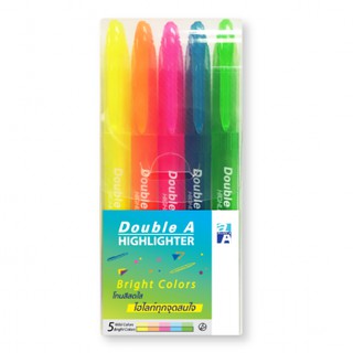 ปากกาเน้นข้อความ Double A แพ็ค 5 สี โทนสีสดใส