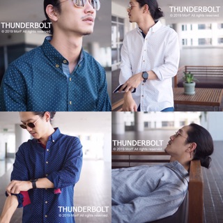 THUNDERBOLT เสื้อเชิ้ต แขนยาว ลายสายฟ้า