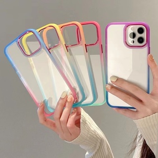 เคสหลังใสขอบสีทู โทน Case เคสสำหรับไอโฟน 14 / 14 Pro / 14 Plus / 14 Pro Max เคสกันกระแทก ไล่สี ขอบนิมหลังแข็ง เคสไอ โฟน