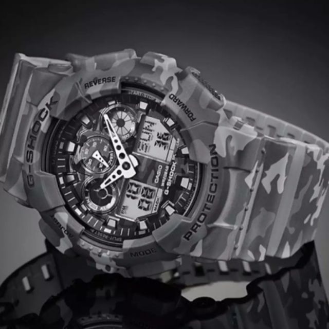 Casio G-Shock นาฬิกาข้อมือผู้ชาย สายเรซิ่น รุ่น GA-100CM-8A - สีเทา ของแท้ 100%