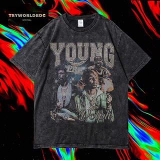 เสื้อยืดผ้าฝ้าย เสื้อยืด โอเวอร์ไซซ์ โอเวอร์ไซซ์ ลาย YOUNG DOLPH VINTAGE RAP