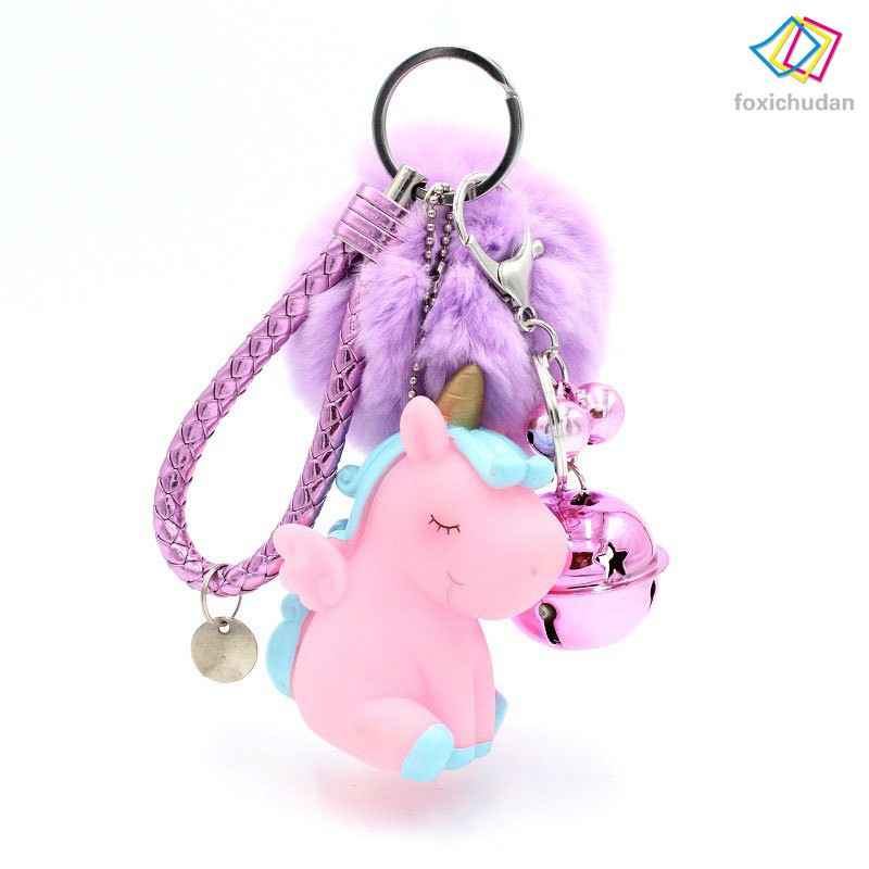 Mini Unicorn Toy Figure Keychain Cute Unicorn Plush Keychain for Women ...