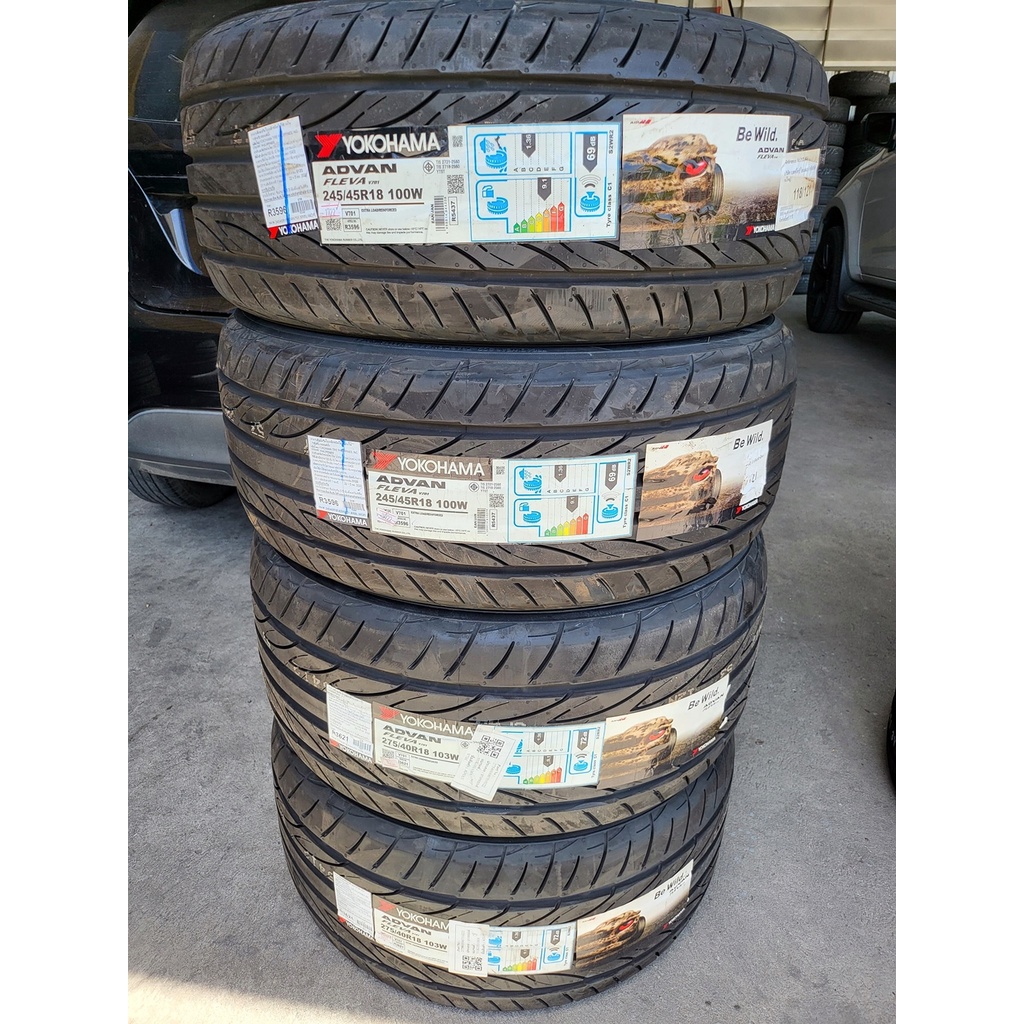 🔴 ยาง Yokohama Advan Fleva V701 245/45/18+275/40/18 ปี 22