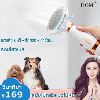 😻เดซิเบลต่ำ🐶ไดร์ขนสัตว์เลี้ยง 300w 2in1แปรงขนสัตว์เลี้ยง ำจัดขนด้วยคลิกเดียว ควบคุมอุณหภูมิได้ 3 ระดับ หวีฟันสแตนเลส ลดเสียงเบส การรับรอง 3C ฉนวนกันความร้อนและทนต่ออุณหภูมิสูง Pet comb หวีสัตว์เลี้ยง หวีเป่าผมสัตว์เลี้ยง แปรงหวีขนสุนัข เป่า ขนแมว เป่า