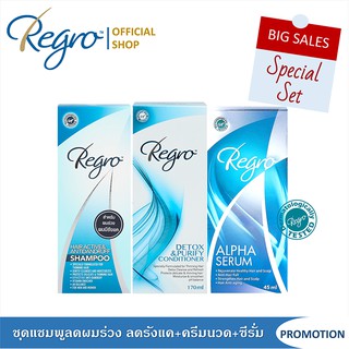 ชุด Set Super Save Regro Active แชมพู+ครีมนวด Detox+ซีรั่ม สำหรับผมร่วง รังแค ผมบาง ศีรษะล้าน สร้างผมใหม่อย่างเร่งด่วน