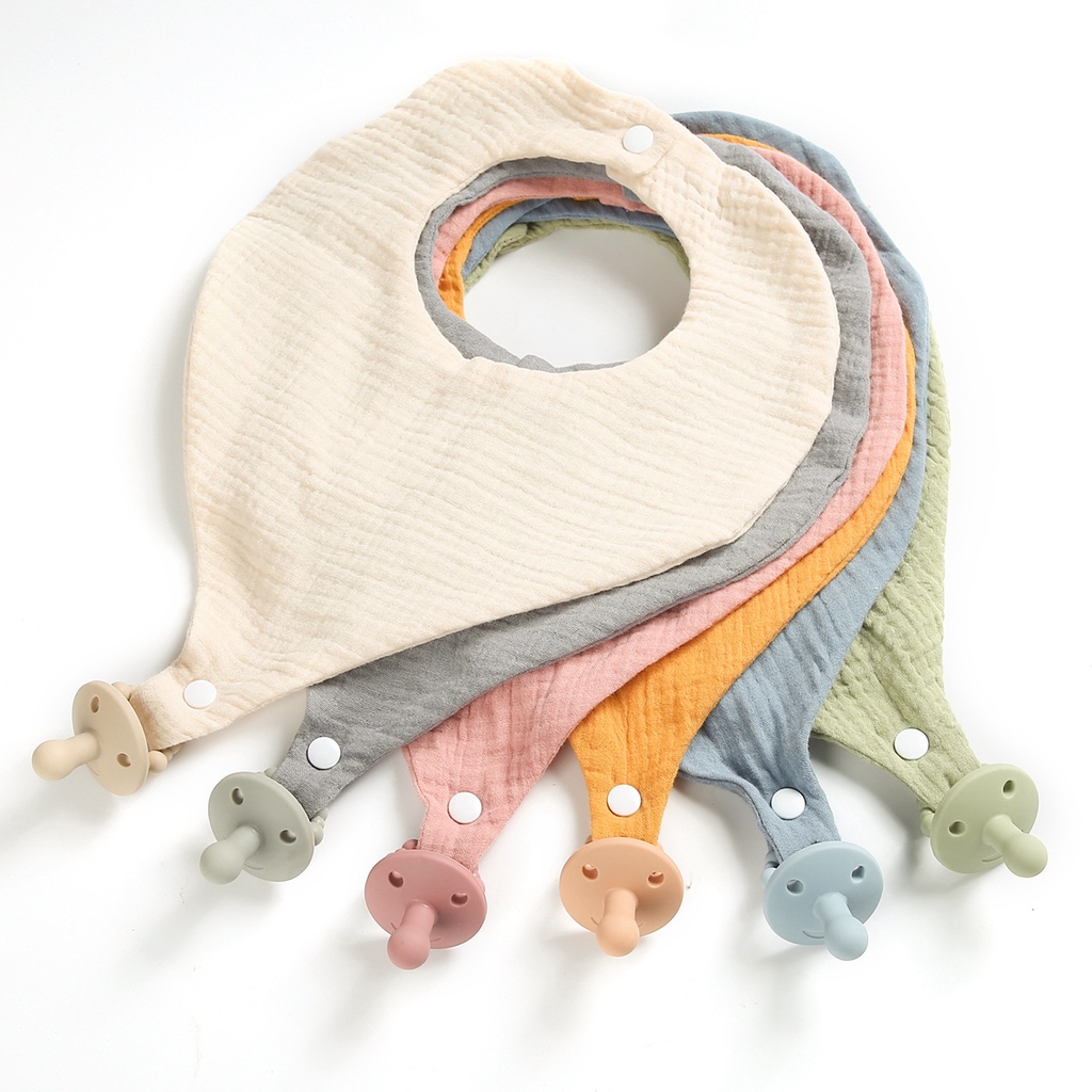 2 ชิ ้ นชุดซิลิโคน Pacifier Chain ผ ้ าเช ็ ดตัวเด ็ ก Feeding ปลอดภัยวัสดุชุดเด ็ ก Slobber Bib Supplies