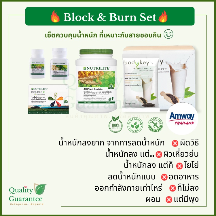 5.5 💗 Block&Burn Set🔥สุขภาพ🔥ลดน้ำหนัก💛เซ็ตที่เราจัดสรรเอง Bodykey บอดี้คีย์ amway แอมเวย์ นิวทริไลท์