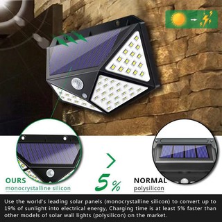 Solar motion sensor light 100 LED 3 โหมด ไฟออก4ทาง ไฟติดผนังโซล่าเซลล์พลังงานแสงอาทิตย์ เซ็นเซอร์ *