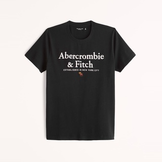 เสื้อยืด พิมพ์ลายโลโก้ Abercrombie &amp; Fitch สไตล์คลาสสิก สําหรับผู้ชาย และผู้หญิง 314799-1 Af