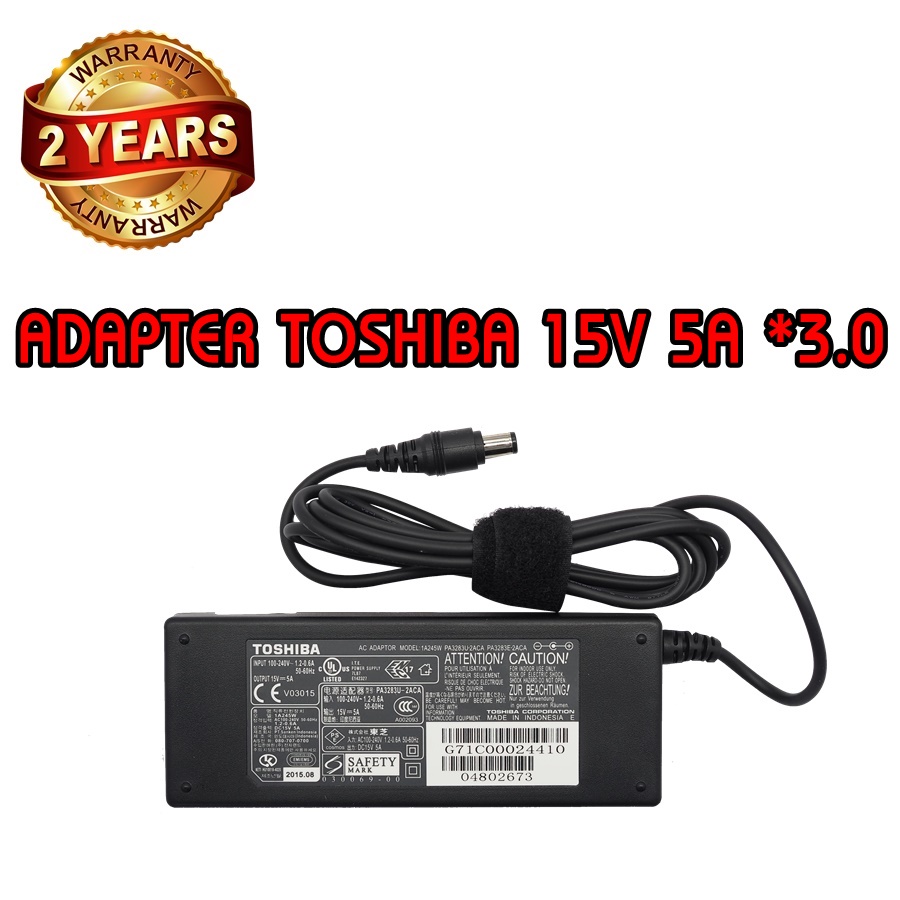 รับประกัน 2 ปี ADAPTER TOSHIBA 15V 5A *6.3x3.0 / อะแดปเตอร์ โตชิบา 15V 5A *6.3x3.0