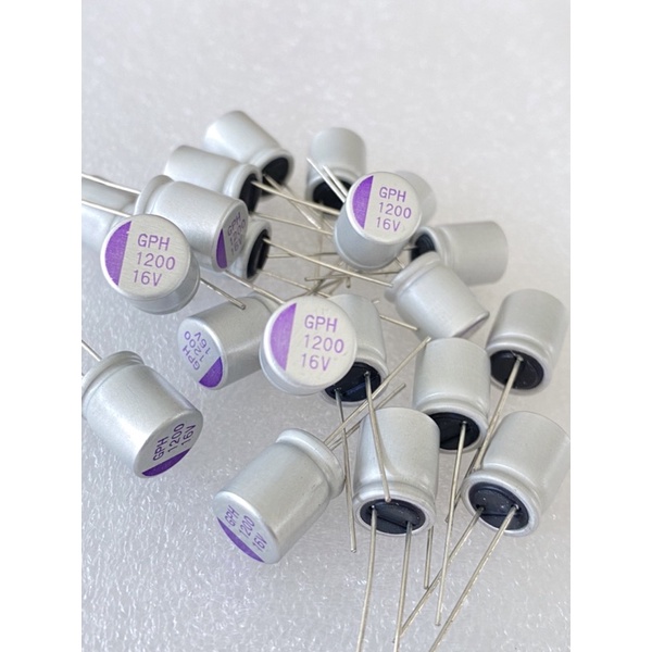1200UF 16V 1200UF 16VDC คาปาซิเตอร์ (แพ็ค10ตัว) Solid Capacitor Cอิตาลี 10x12mm C1200UF16V C 1200UF16V โซลิดคาปาซิเตอร์