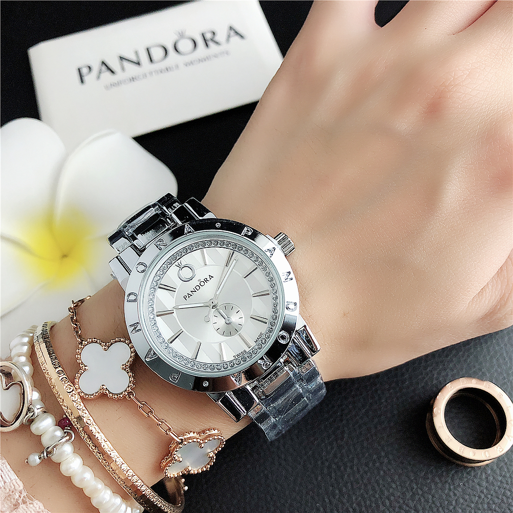 ใหม่ 100% PANDDORA Jam Tangan Wanita นาฬิกาข้อมือลําลอง สายสแตนเลส สําหรับผู้หญิง