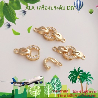 ❤️เครื่องประดับ DIY❤️หัวเข็มขัด ชุบทอง 14K ประดับเพทาย และไข่มุก สองด้าน แฮนด์เมด DIY อุปกรณ์เสริม สําหรับเชื่อมต่อสร้อยคอ สร้อยข้อมือ