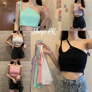 🌈 พร้อมส่ง 🌈เสื้อแฟชั่น เสื้อปาดไหล่ เสื้อสายเดี่ยว เสื้อครอป น่ารัก ผ้าดี