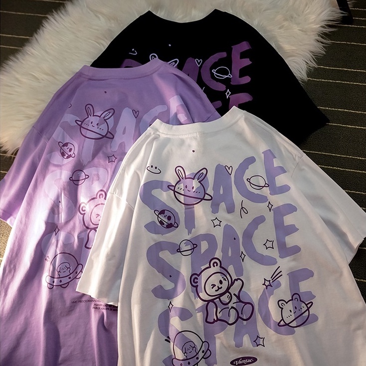 ส่งไวจากไทย[SELLDA] เสื้อยืดผู้หญิง แขนสั้น ลายการ์ตูน สไตล์เกาหลี