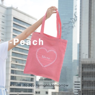 กระเป๋าผ้าลินิน Peach linen tote