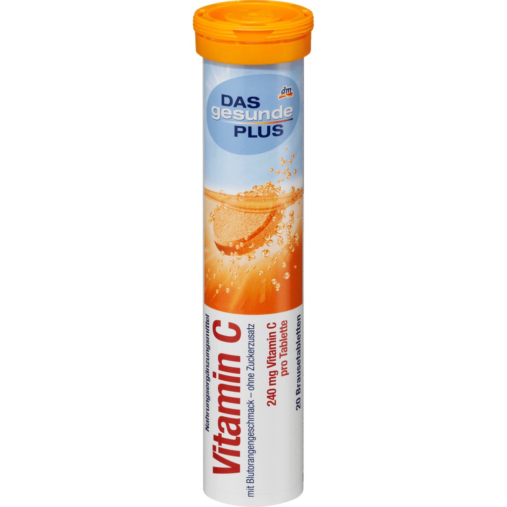 DAS gesunde PLUS วิตามินซี เม็ดฟู่ Vitamin C Effervescent 20 Tabs เยอรมัน