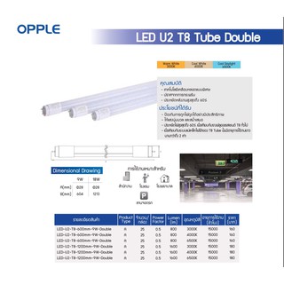 หลอดไฟ OPPLE T8 Tube 18W 120 cm. มีแสงขาว / แสงวอร์ม / คูลไวท์