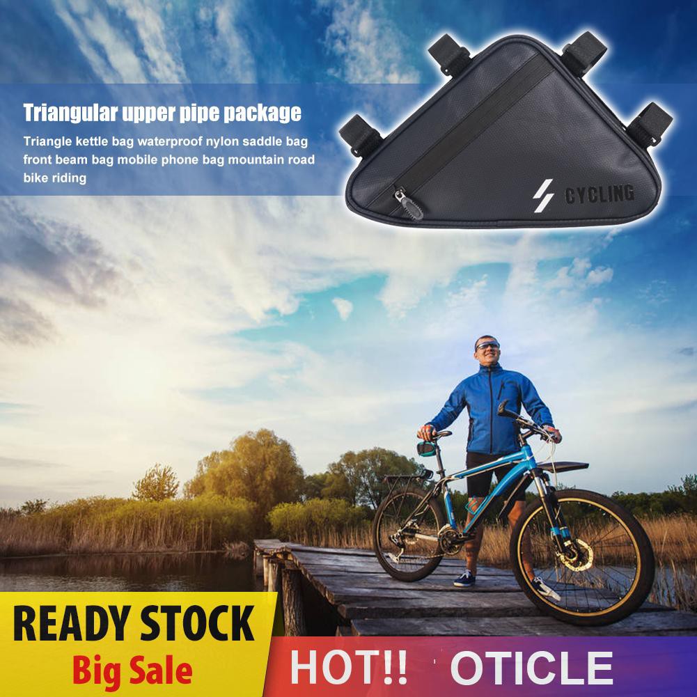 QitinDasen 2 Pieces Bike Triangle Bags, Waterproof Bicycle Front Tube Frame Bag Double Sided Reflective Decoration Makes Night Riding Safer Red Black