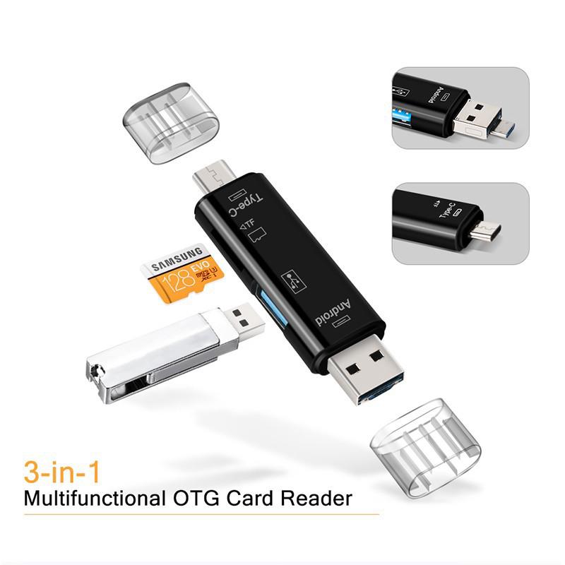 5 in 1 อะแดปเตอร์การ์ดรีดเดอร์ Type c Micro TF OTG USB 2.0 แบบพกพา สําหรับ Android IOS คอมพิวเตอร์ SD Card Reader