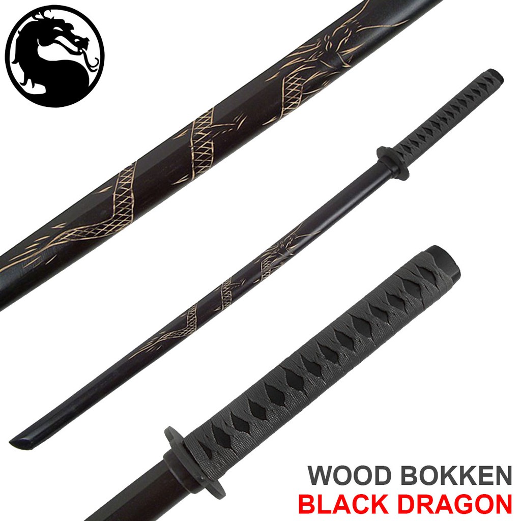 Dragon Wooden Sword Samurai Katana ดาบไม้ ซามูไร สีดำ ลายมังกร Black Bokken เคนโด้ Kendo ดาบเคนโด้ ดาบญี่ปุ่น 剣道剣