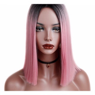 วิก วิกผม ผมบ๊อบ สีดำชมพู ผมสั้น วิค วิคผม ผมสังเคราะห์ คอสเพลย์ Party wig wigs