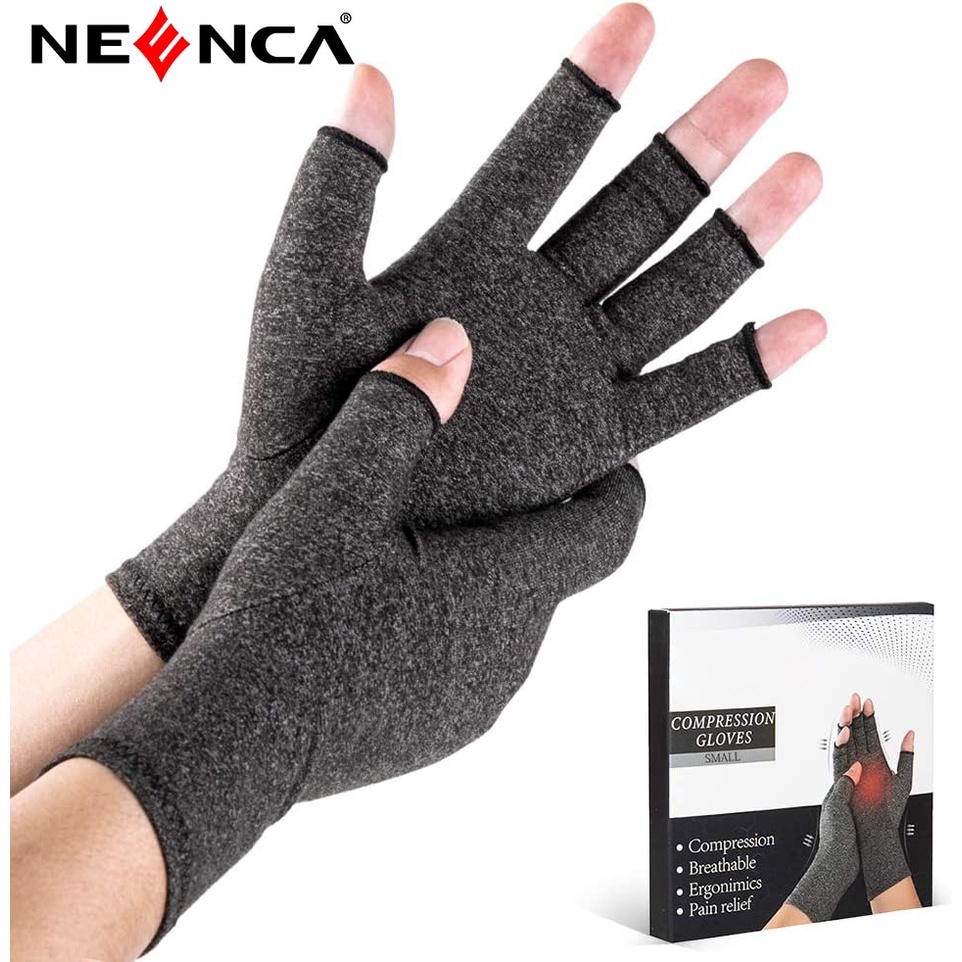 Neenca ถุงมือบีบอัดข้ออักเสบ ระบายอากาศ ไร้นิ้วมือ & ผ้าซับความชื้นบรรเทาอาการปวดกล้ามเนื้อ ราคา ถูกที่สุด ดีลบีเคเค
