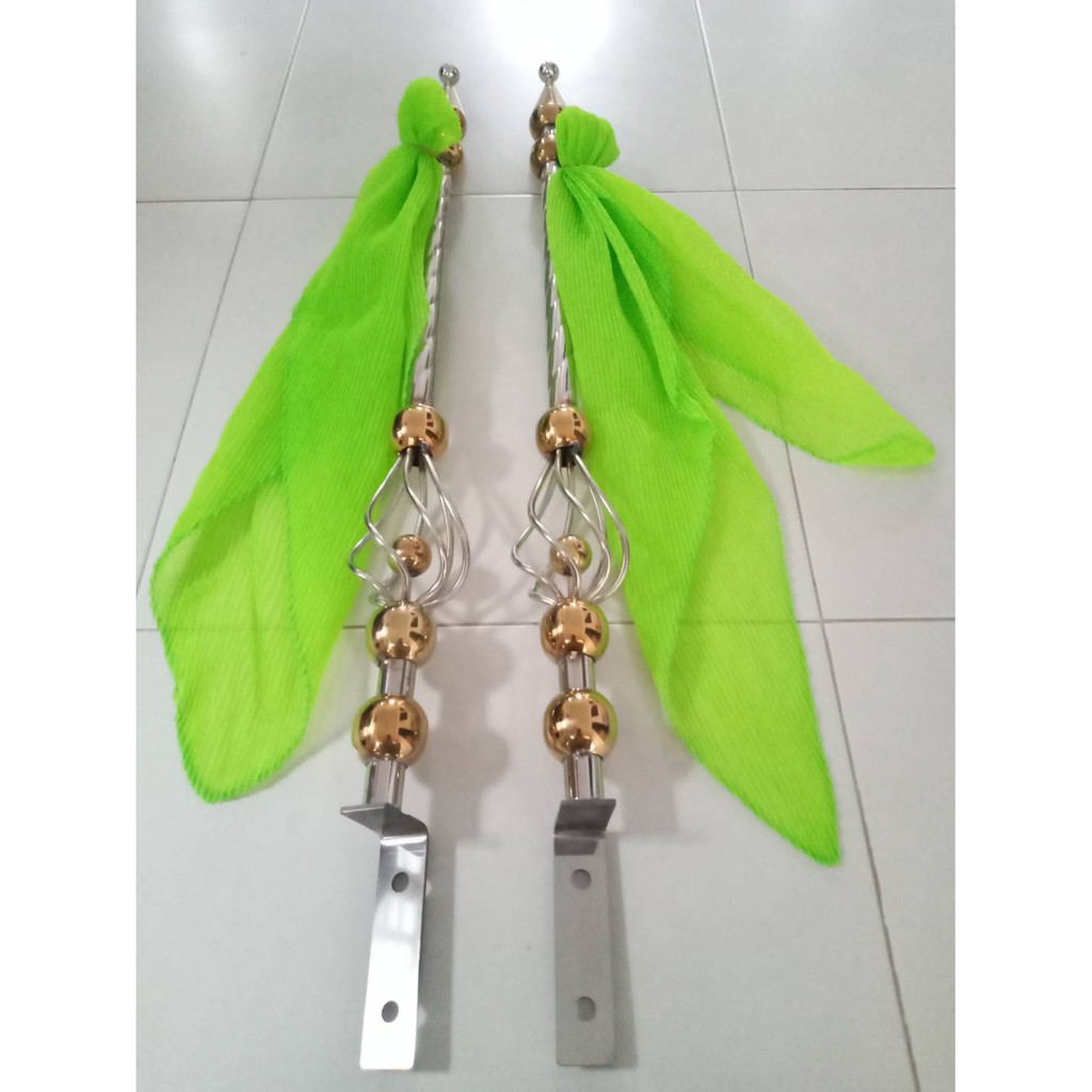 คู่ละ450.- แถมผ้าผูกธงสีเขียวอ่อน***เสาธงสเตนเลสรถบรรทุก เสาธงอ้วนยาว 75 ซม. / แถมผ้าผูกพลีส5สี ค่าขนส่งถูก