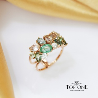 Top1Jewelry แหวนเงินแท้925 พลอย Multi Color Stone แท้