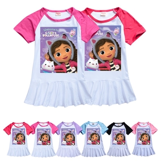 Gabby  S Princess ชุดเดรสกระโปรงสําหรับเด็กผู้หญิงผ้าฝ้าย 100 % สีรุ้ง