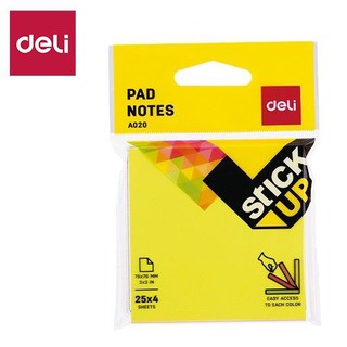 โพสอิท Deli A020 Index Sticker ขนาด 76x76mm 4 สี 100 ชิ้น