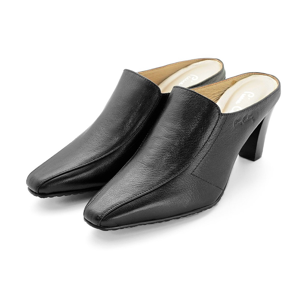 Pierre Cardin รองเท้าผู้หญิง รองเท้าส้นสูง นุ่มสบาย ผลิตจากหนังแท้ สีดำ รุ่น 23SC302