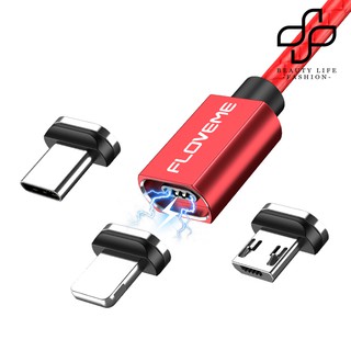 ( New ) Floveme Micro Usb Type C สายชาร์จแบบแม็กเน็ทสําหรับ Iphone Android