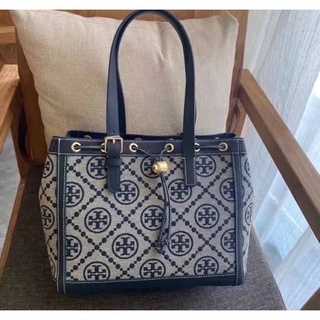 TORY BURCH T MONOGRAM JACQUARD SMALL TOTE BAG