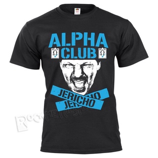 คอตต้อนคอกลมเสื้อยืด พิมพ์ลาย Alpha Club Wrestling Chris Jericho Bullet Kenny Omega Wwe Njpw Charcoal สําหรับผู้ชาย QW24