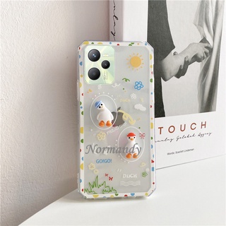 2022 New เคส Handphone Case Realme C35 / 9i / 9Pro / 9 Pro+ / 8i Cute Cartoon Three-dimensional White Duck Silicagel Back Cover TPU Softcase Transparent Casing เคสโทรศัพท์