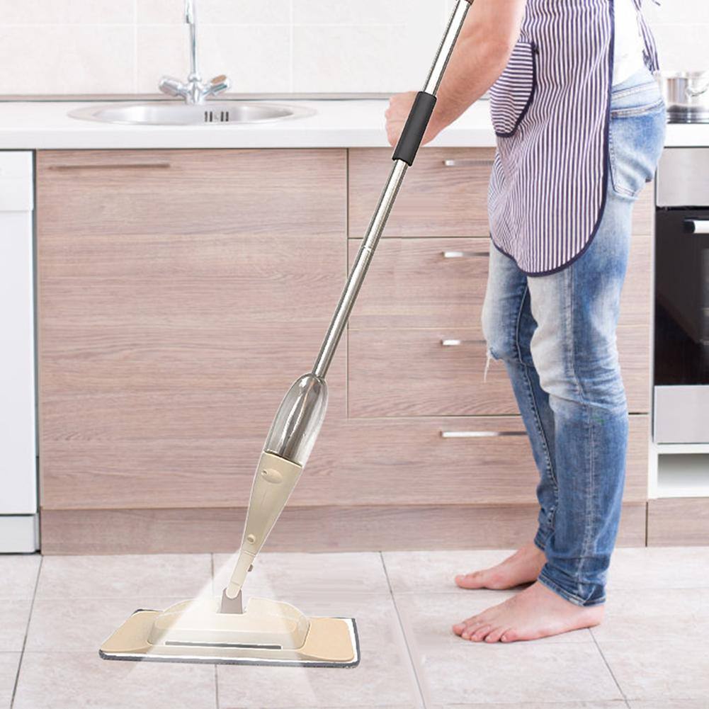 Healthy Spray Mop สเปรย์ม็อบ ไม้ถูพื้น ไม้ถูพื้นพ่นน้ำ ม๊อบดันฝุ่น หมุนได้ 360 องศา ZY 006 สีขาว