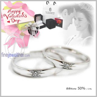 Finejewelthai แหวนคู่-แหวนเงิน-เงินแท้-แหวนเพชร-เพชรสังเคราะห์/ Couple-Silver-Diamond CZ-Ring - Valentine Gift83