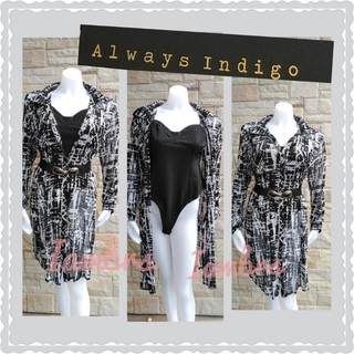 เสื้อคลุม/เดรส แบรนด์ Always Indigo สีดำลายพราง แต่งแบบเก๋ๆ