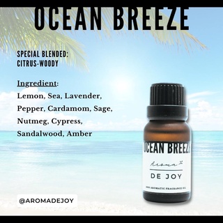 กลิ่น Ocean Breeze | น้ำมันหอม Aroma Oil | Aroma De Joy | ขนาด 15 ml