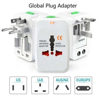USB 2 หัว ชาร์จมือถือได้เลย หัวแปลงปลั๊ก สำหรับท่องเที่ยว หัวแปลงทั่วโลก ปลั๊กแปลงขา