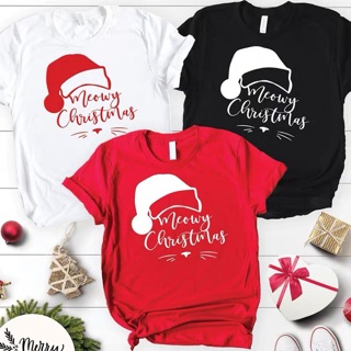 เสื้อยืดผ้าฝ้าย เสื้อยืดคริสต์มาสMerry Christmas Clothes Cotton t Shirt Women Funny Top Shirt