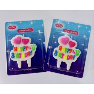 เทียนวันเกิด birthday candle หัวใจ 2 ดวง (1เเพ็คบรรจุ 10 ชิ้น)